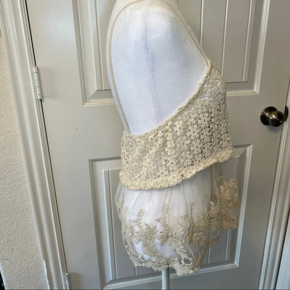 Just Me crochet and lace knit mesh tank/cami top, sz S - Picture 4 of 9